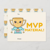 MVP Material! Cute Trophy Classroom Valentine Card Feestdagenkaart (Voorkant / Achterkant)