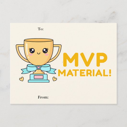 MVP Material! Cute Trophy Classroom Valentine Card Feestdagenkaart (Voorkant)