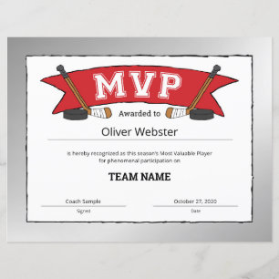 MVP Player - MVP-certificaten - Hockey Certificate
