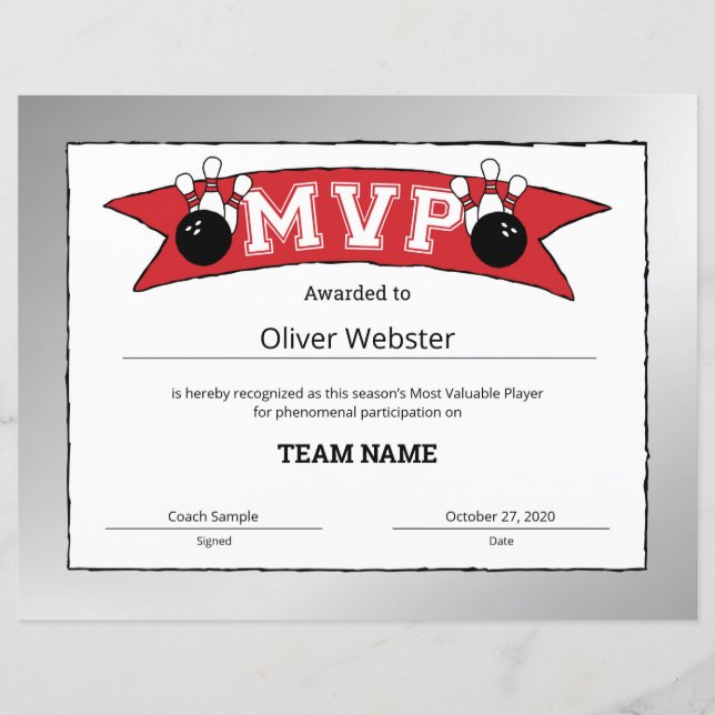 MVP Player - MVP Certificates Bowling Certificate (Voorkant)