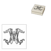 MW Initialen WM Monogram Rubber Inkt Stamp Wedding Rubberstempel (Gestempeld)