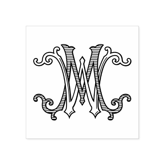 MW Initialen WM Monogram Rubber Inkt Stamp Wedding Rubberstempel (Afrduk)
