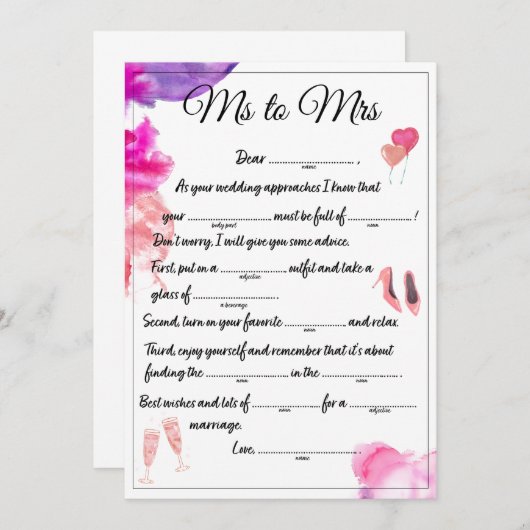 Mw. naar Mrs Libs wit Aankondiging (Voorkant / Achterkant)