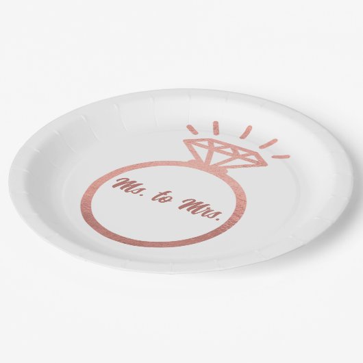 Mw. naar Mrs. vrijgezellenfeest ring Papieren Bordje (Gekanteld)