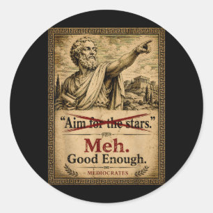 Mwah Goed Genoeg Mediocrates Grappig Demotiverend Ronde Sticker