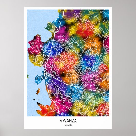 Mwanza Tanzania Stadsplattegrond Poster (Voorkant)