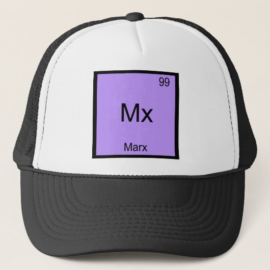 Mx - Marx Funny Element Chemistry Symbol T-Shirt Trucker Pet (Voorkant)