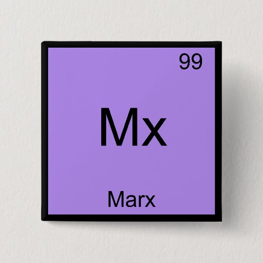 Mx - Marx Funny Element Chemistry Symbol T-Shirt Vierkante Button 5,1 Cm (Voorkant)