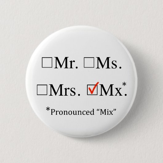 Mx. Nonbinary Prefix Button (Voorkant)