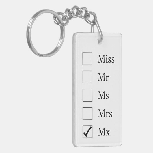 Mx Titel (vijf opties) Sleutelhanger (Voorkant Links)