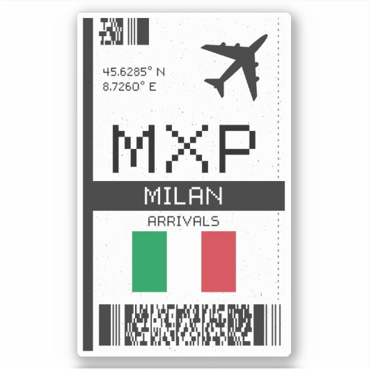 MXP Milaan-instapkaart - Italië Reizen Sticker (Voorkant)