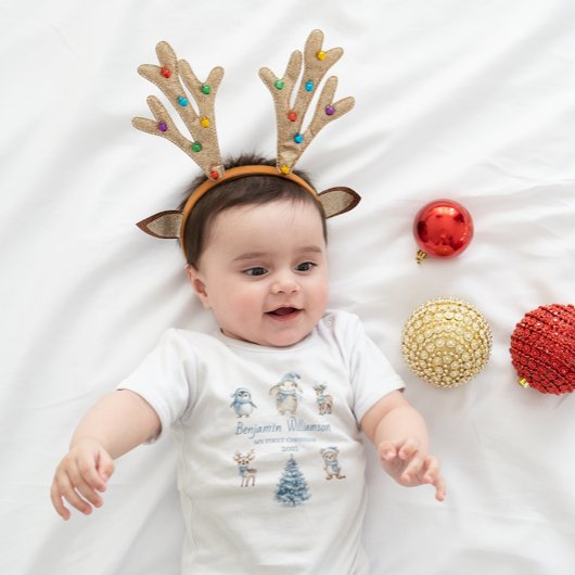 My 1st Christmas Custom Baby Girl Woodland Romper