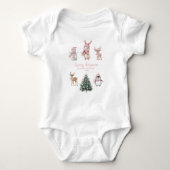 My 1st Christmas Custom Baby Girl Woodland Romper (Voorkant)