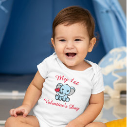 My 1st Valentine’s Day – Cute Elephant With Heart Romper
