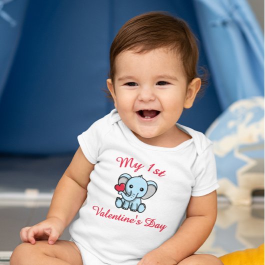 My 1st Valentine’s Day – Cute Elephant With Heart Romper