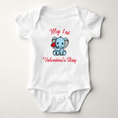 My 1st Valentine’s Day – Cute Elephant With Heart Romper (Voorkant)