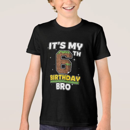 My 6th Birthday Bro Video Game Pixel  Tri-Blend Shirt (Voorkant)