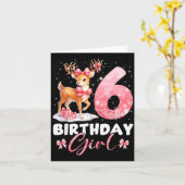 My 6th Birthday Girl Rudolph Nk Coquette 6 Years O Kaart (Gele Bloem)