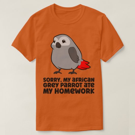 My African Grey Parrot Ate My Homework T-shirt (Design voorkant)