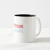 My Attitude Depends On Your Tolerance Tweekleurige Koffiemok (Voorkant rechts)