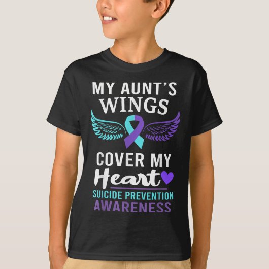 My Aunt's Wings Cover Heart Suicide Awareness Ribb T-shirt (Voorkant)