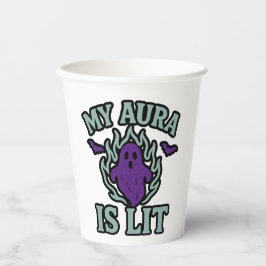 MY AURA IS LIT – Grappige Halloween Party Cup Papieren Bekers