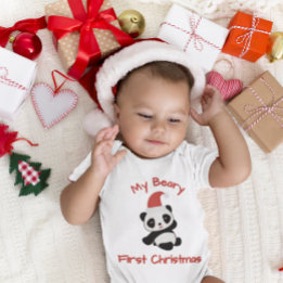 My Beary First Christmas – Panda with Santa Hat Romper