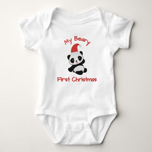 My Beary First Christmas – Panda with Santa Hat Romper (Voorkant)