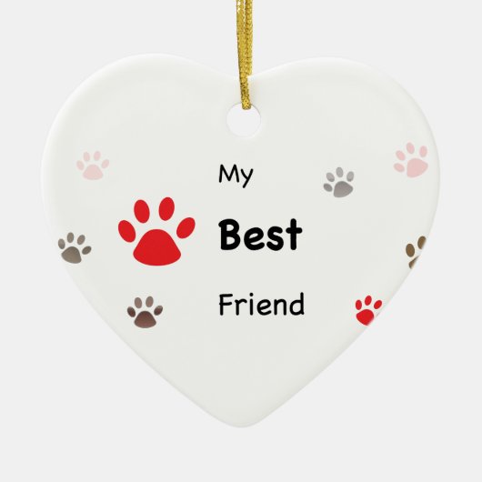 My Best Friend Paw Prints Pet Name Keramisch Ornament (Voorkant)