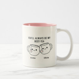 "My Best-Tea" Cute Personalized Best Friend Mug  Tweekleurige Koffiemok