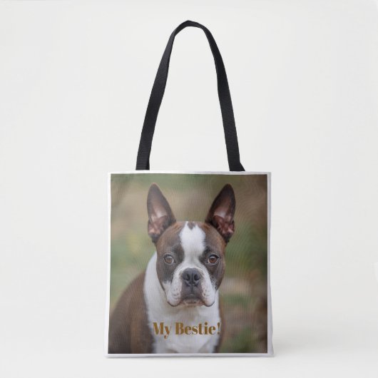  "My Bestie" Boston Terrier gepersonaliseerd Tote Bag (Voorkant)