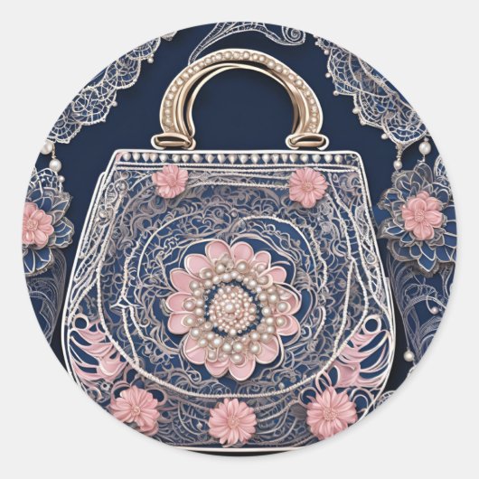 My Blue Purse AI-kunst Ronde Sticker (Voorkant)