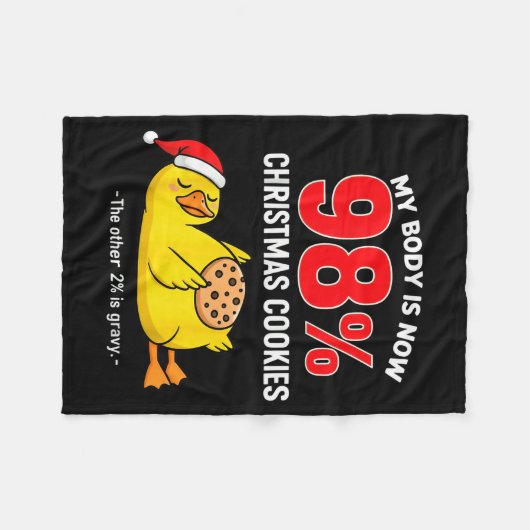 My Body Is 98% Christmas Cookies Funny Duck Pajama Fleece Deken (Voorkant (Horizontaal))