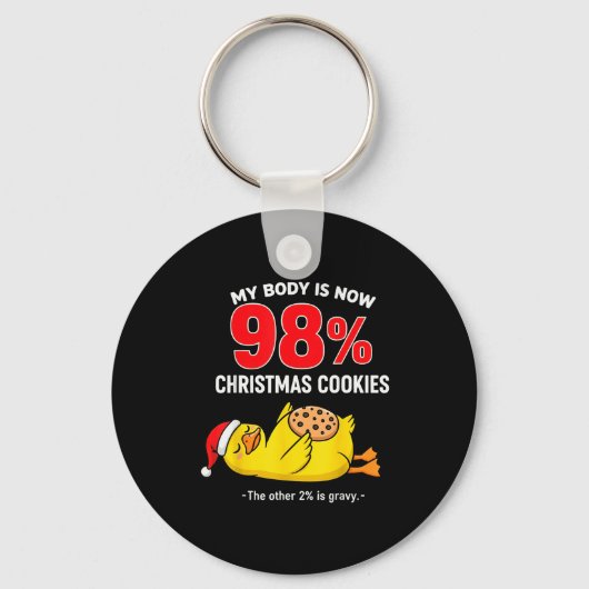 My Body Is 98% Christmas Cookies Funny Duck Pajama Sleutelhanger (Voorkant)