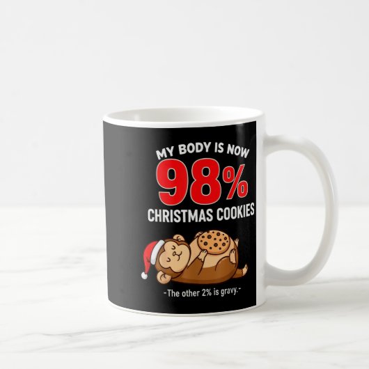 My Body Is 98% Christmas Cookies Funny Monkey Paja Koffiemok (Rechts)