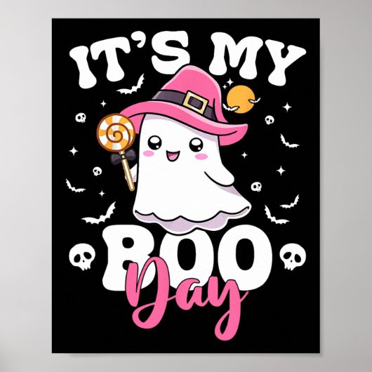 My Boo Day Schattige Halloween Verjaardag Ghost Bo Poster (Voorkant)