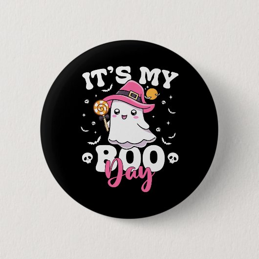 My Boo Day Schattige Halloween Verjaardag Ghost Bo Ronde Button 5,7 Cm (Voorkant)