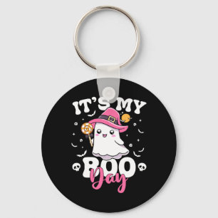 My Boo Day Schattige Halloween Verjaardag Ghost Bo Sleutelhanger