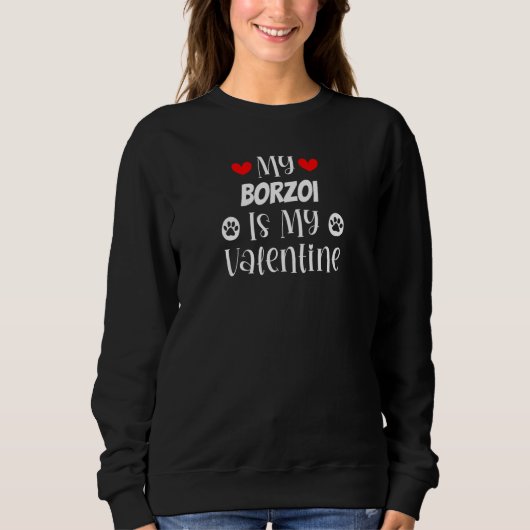 My Borzoi is My Valentine Cute Valentine's Day Trui (Voorkant)