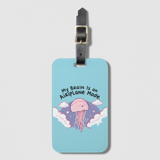 My Brain Airplane Mode Funny Jellyfish Brain Fog Bagagelabel (Voorkant (verticaal))