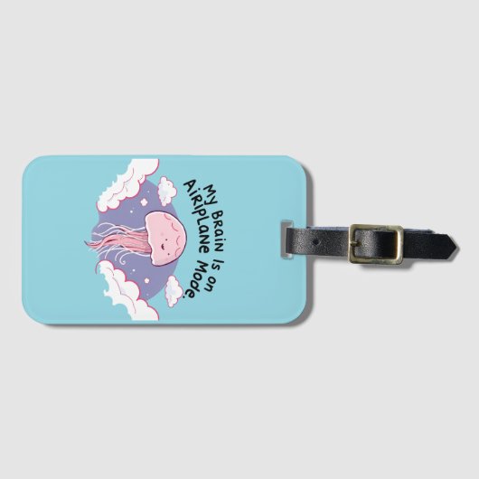 My Brain Airplane Mode Funny Jellyfish Brain Fog Bagagelabel (Voorkant (horizontaal))