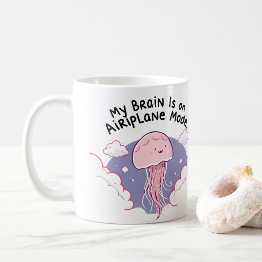 My Brain Airplane Mode Funny Jellyfish Brain Fog  Koffiemok (Met donut)