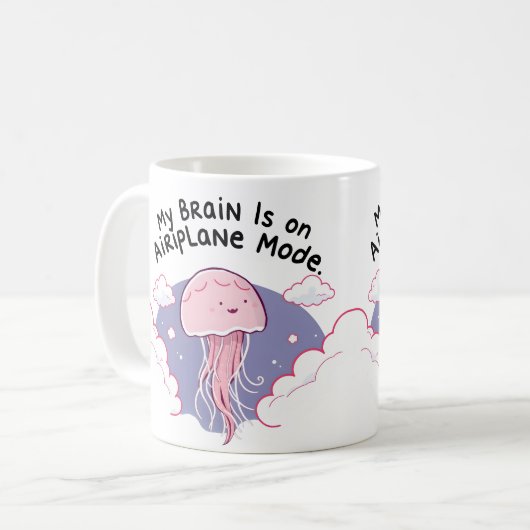 My Brain Airplane Mode Funny Jellyfish Brain Fog Koffiemok (Voorkant links)