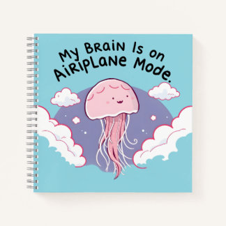 My Brain Airplane Mode Funny Jellyfish Brain Fog Notitieboek