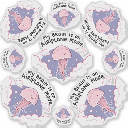 My Brain Airplane Mode Funny Jellyfish Brain Fog  Sticker (Voorkant)