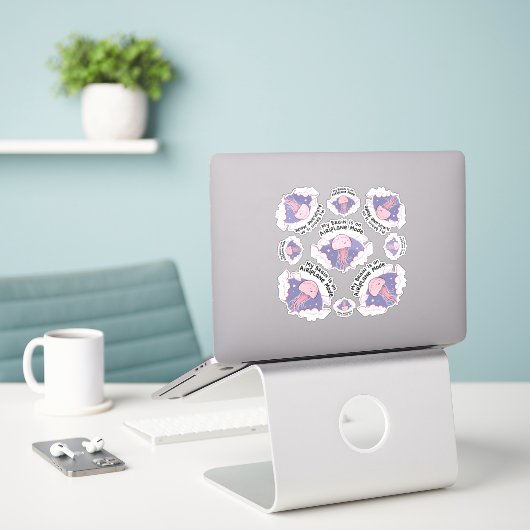 My Brain Airplane Mode Funny Jellyfish Brain Fog  Sticker (Laptop op bureau)