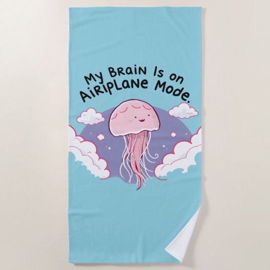 My Brain Airplane Mode Funny Jellyfish Brain Fog  Strandlaken (Voorkant)