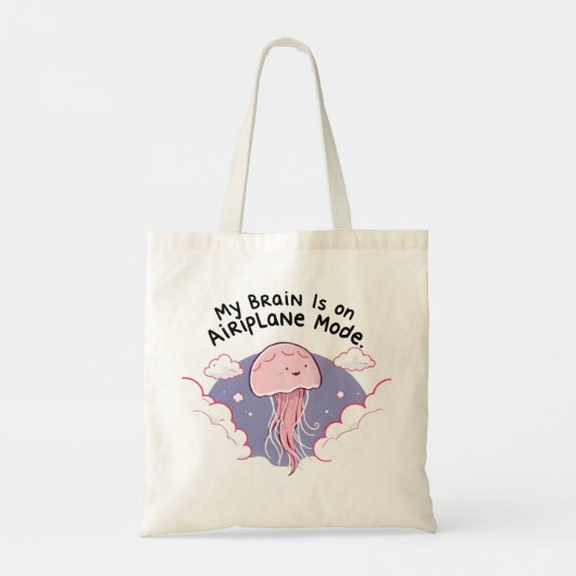 My Brain Airplane Mode Funny Jellyfish Brain Fog Tote Bag (Achterkant)