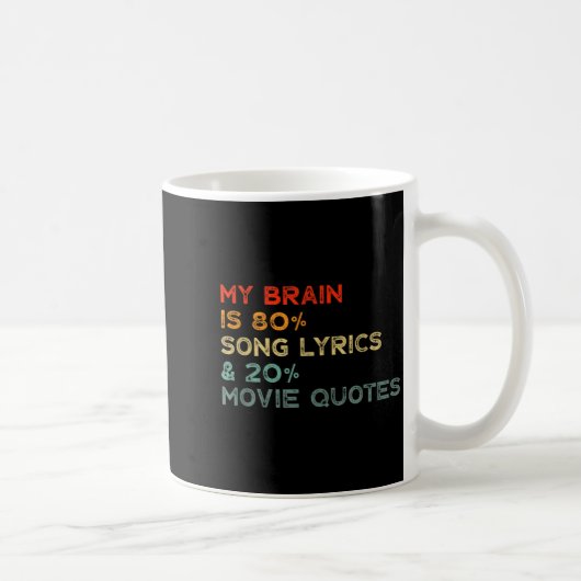 My Brain Is 80% Song Lyrics &amp; 20% Movie Quotes Koffiemok (Rechts)