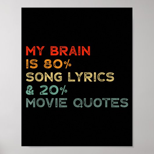 My Brain Is 80% Song Lyrics &amp; 20% Movie Quotes Poster (Voorkant)
